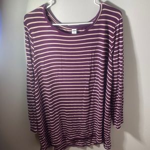 Old Navy XL Long Sleeve Red and Cream Striped Shirt